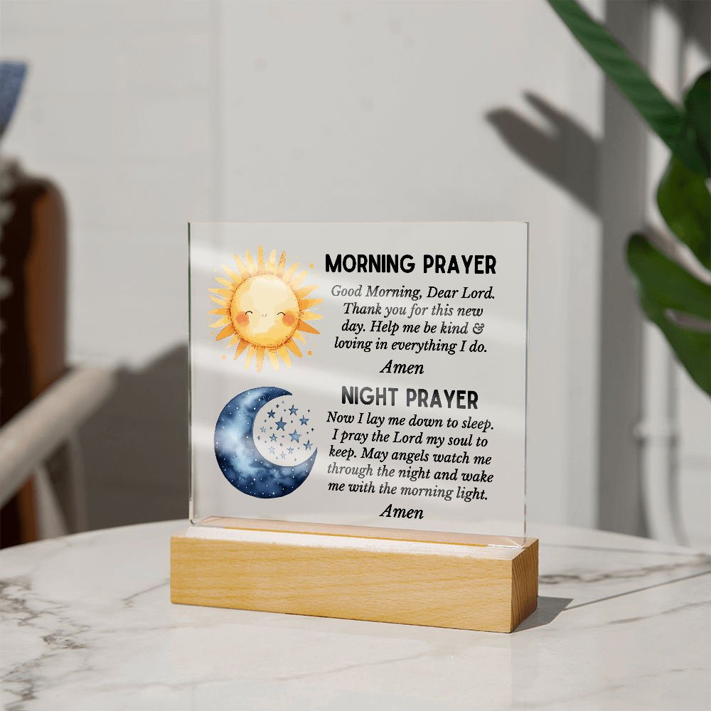 Morning Prayer and Night Prayer Square Acrylic Plaque