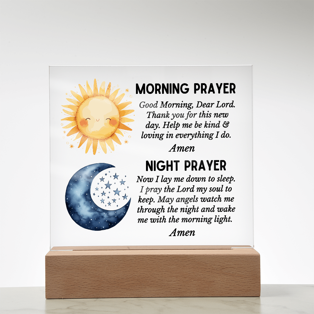 Morning Prayer and Night Prayer Square Acrylic Plaque
