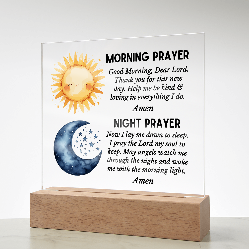 Morning Prayer and Night Prayer Square Acrylic Plaque