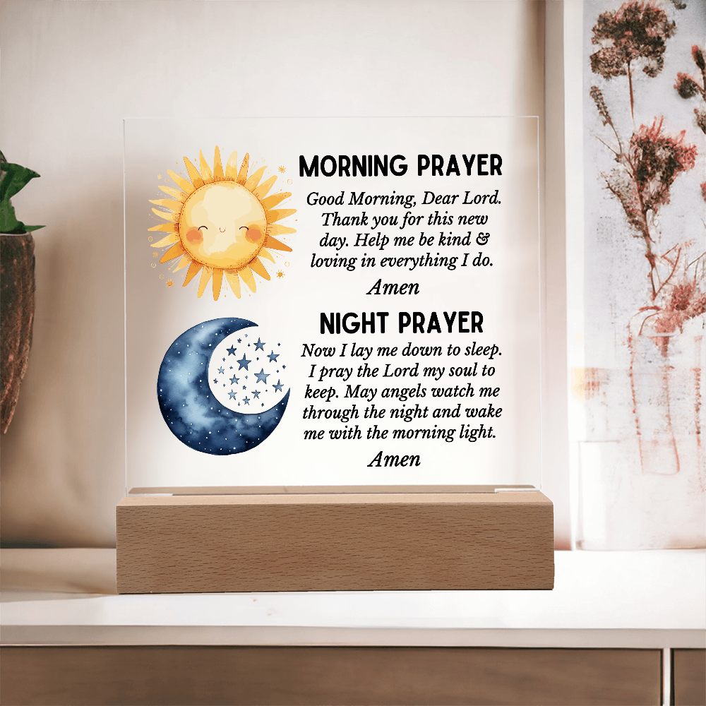 Morning Prayer and Night Prayer Square Acrylic Plaque