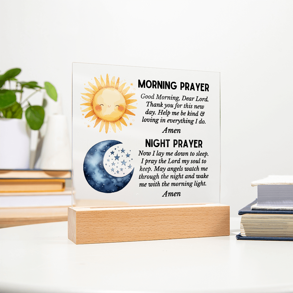 Morning Prayer and Night Prayer Square Acrylic Plaque