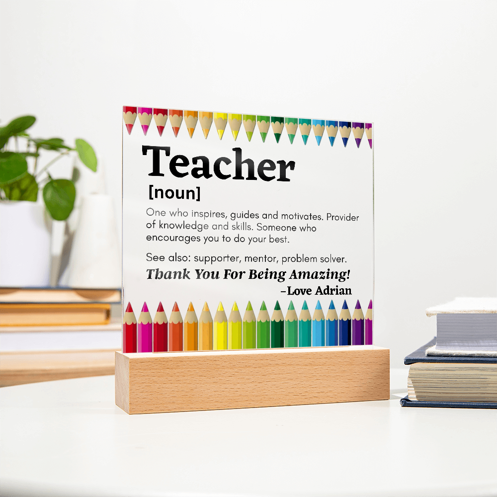 Thank You Teacher Personalized Printed Square Acrylic Plaque