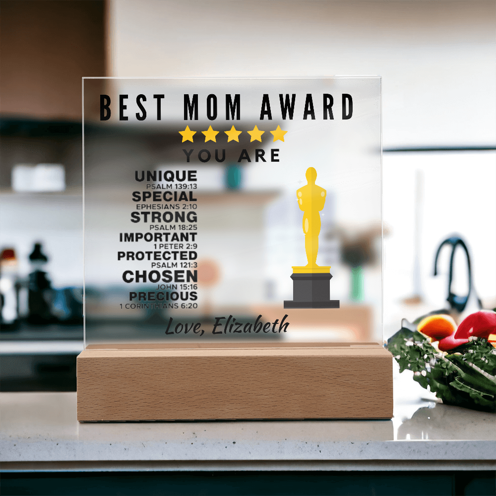 Best Mom Award Acrylic Plaque with Stand
