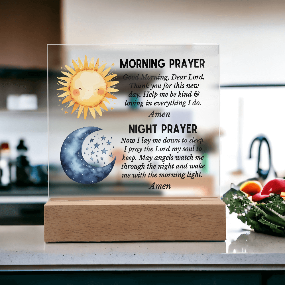 Morning Prayer and Night Prayer Square Acrylic Plaque