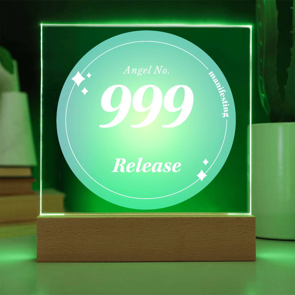 Almost Sold Out - Angel Number 999 with Aura Color - Acrylic Plaque with Stand