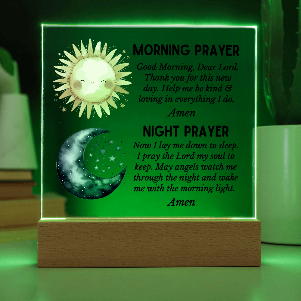 Morning Prayer and Night Prayer Square Acrylic Plaque