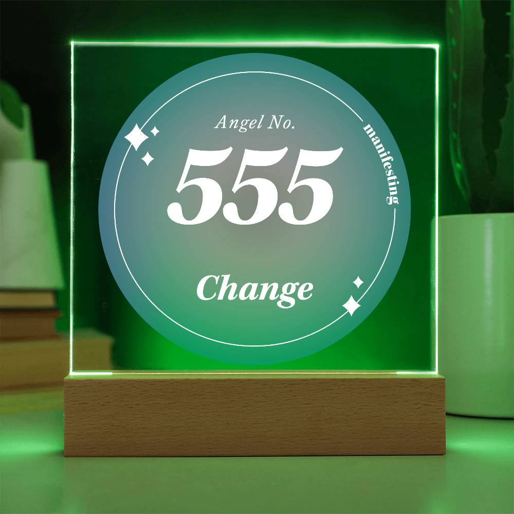 Almost Sold Out - Angel Number 555 with Aura Color - Acrylic Plaque with Stand