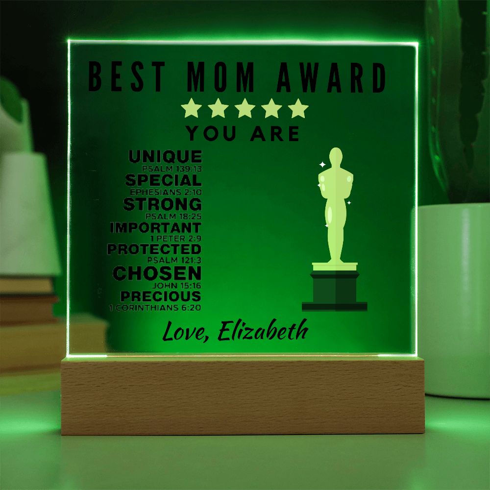 Best Mom Award Acrylic Plaque with Stand