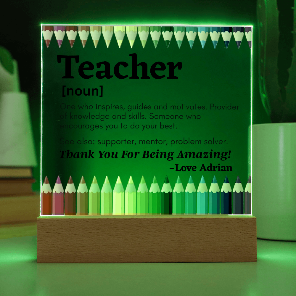 Thank You Teacher Personalized Printed Square Acrylic Plaque
