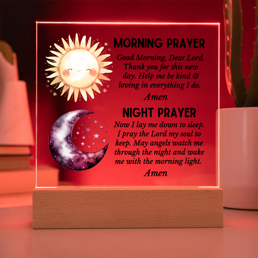 Morning Prayer and Night Prayer Square Acrylic Plaque
