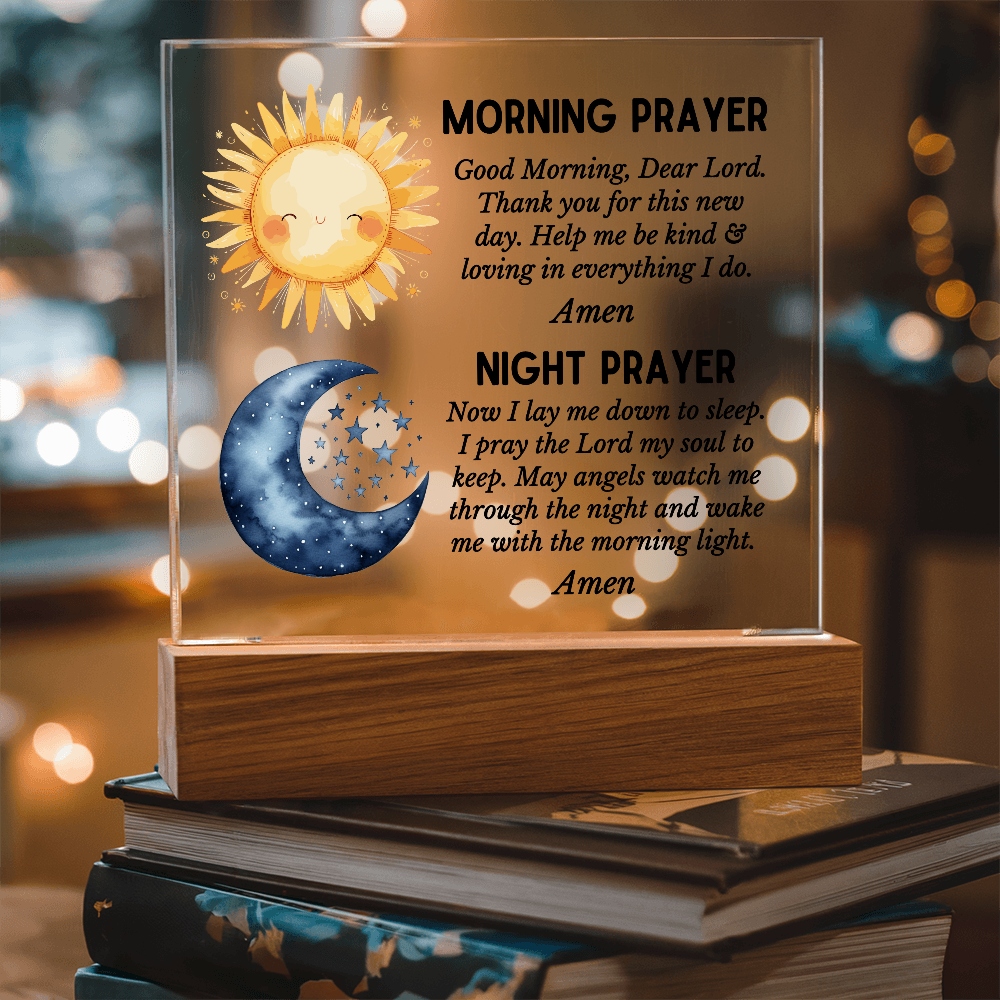 Morning Prayer and Night Prayer Square Acrylic Plaque