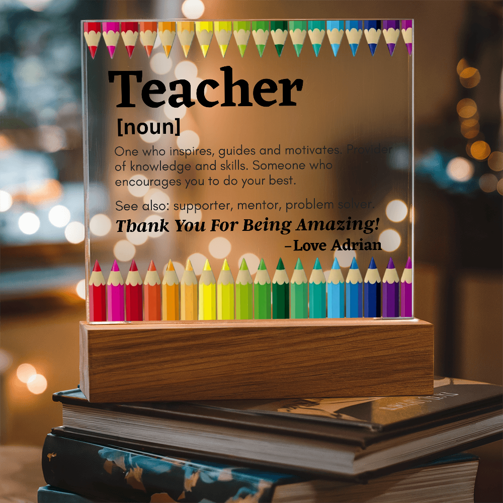 Thank You Teacher Personalized Printed Square Acrylic Plaque