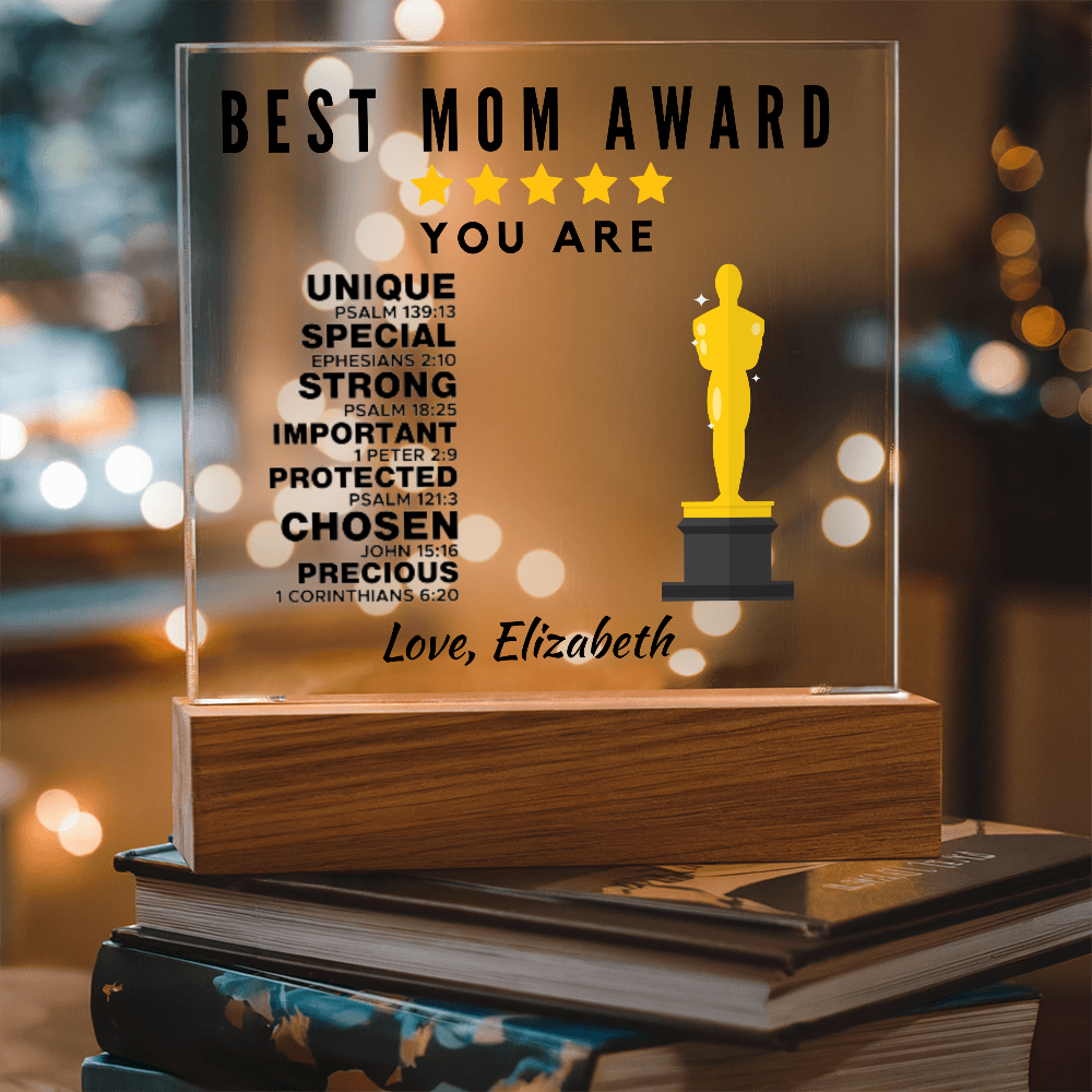 Best Mom Award Acrylic Plaque with Stand