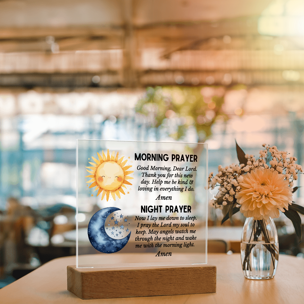 Morning Prayer and Night Prayer Square Acrylic Plaque