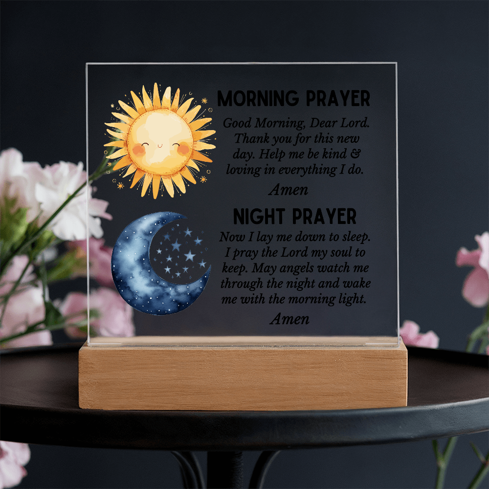 Morning Prayer and Night Prayer Square Acrylic Plaque
