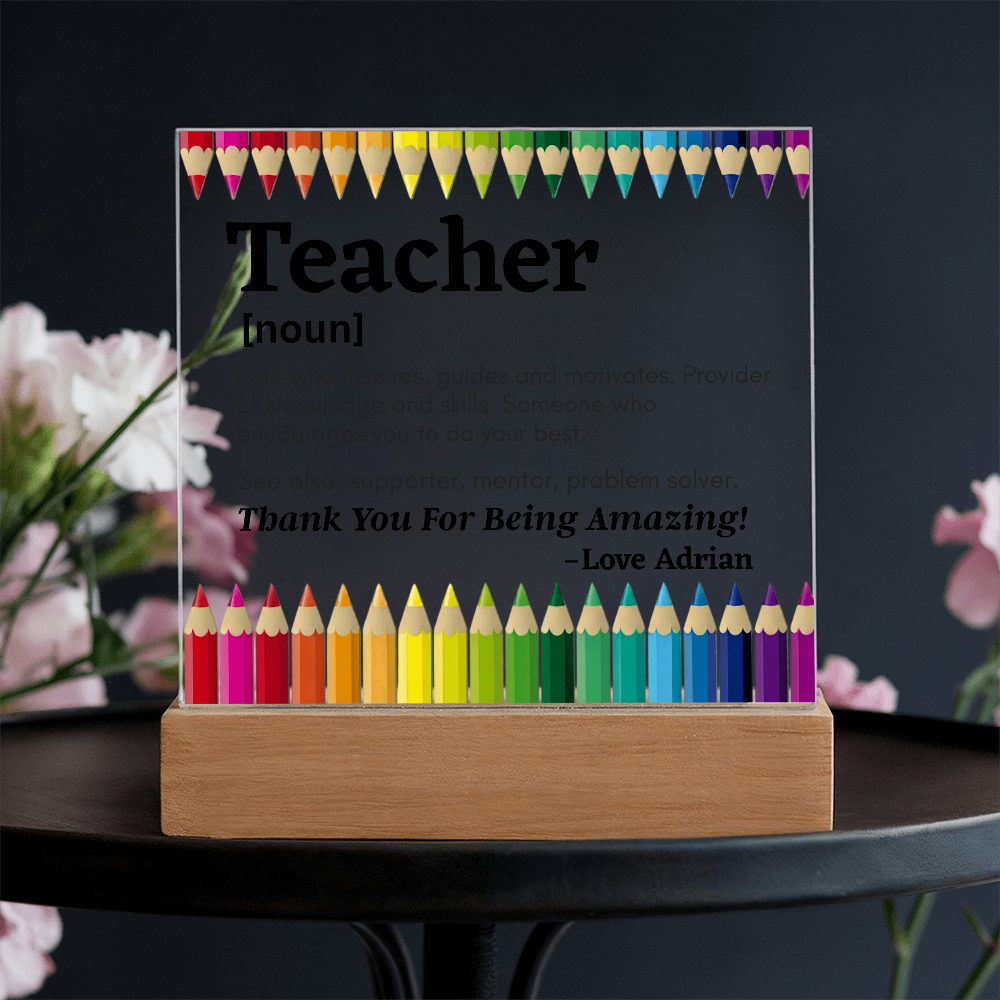 Thank You Teacher Personalized Printed Square Acrylic Plaque