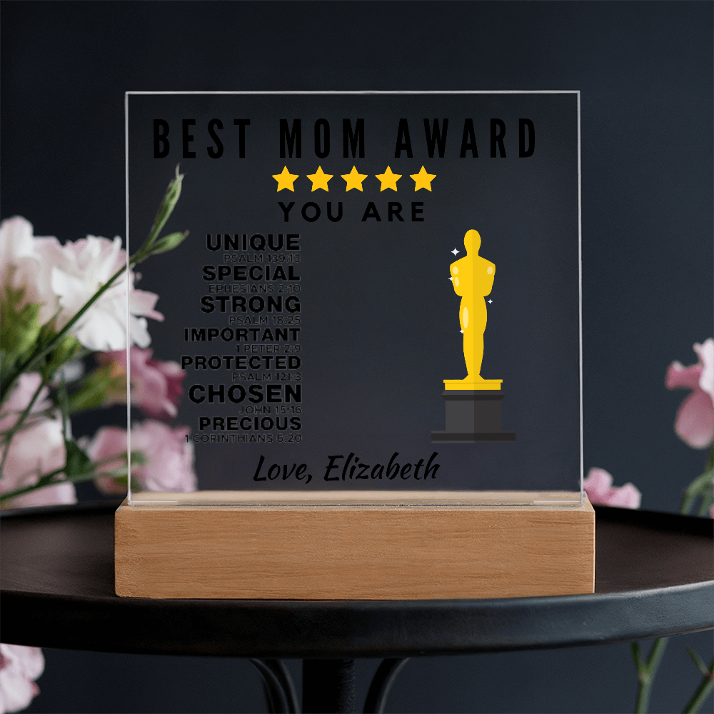 Best Mom Award Acrylic Plaque with Stand