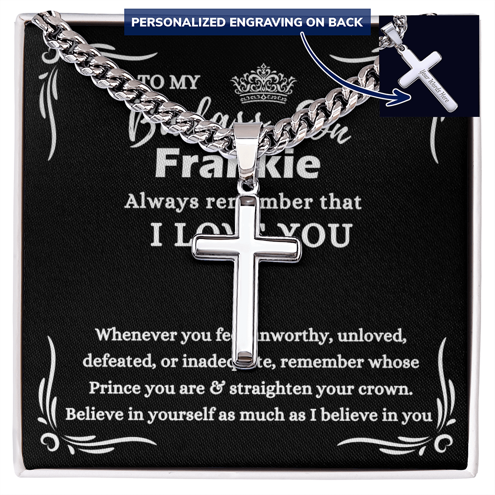 Personalized Gift for Badass Son - Cuban Link Chain Necklace with Cross