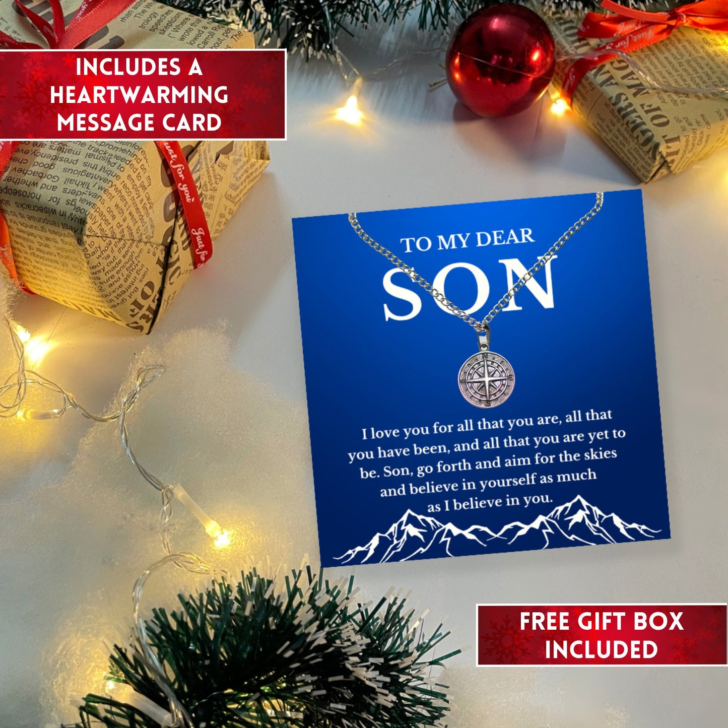 Personalized Compass Necklace For Son From Mom, Son Gifts From Mom, Son Birthday Gift, Graduation Gift, Gift For Son From Mom, Son Necklace