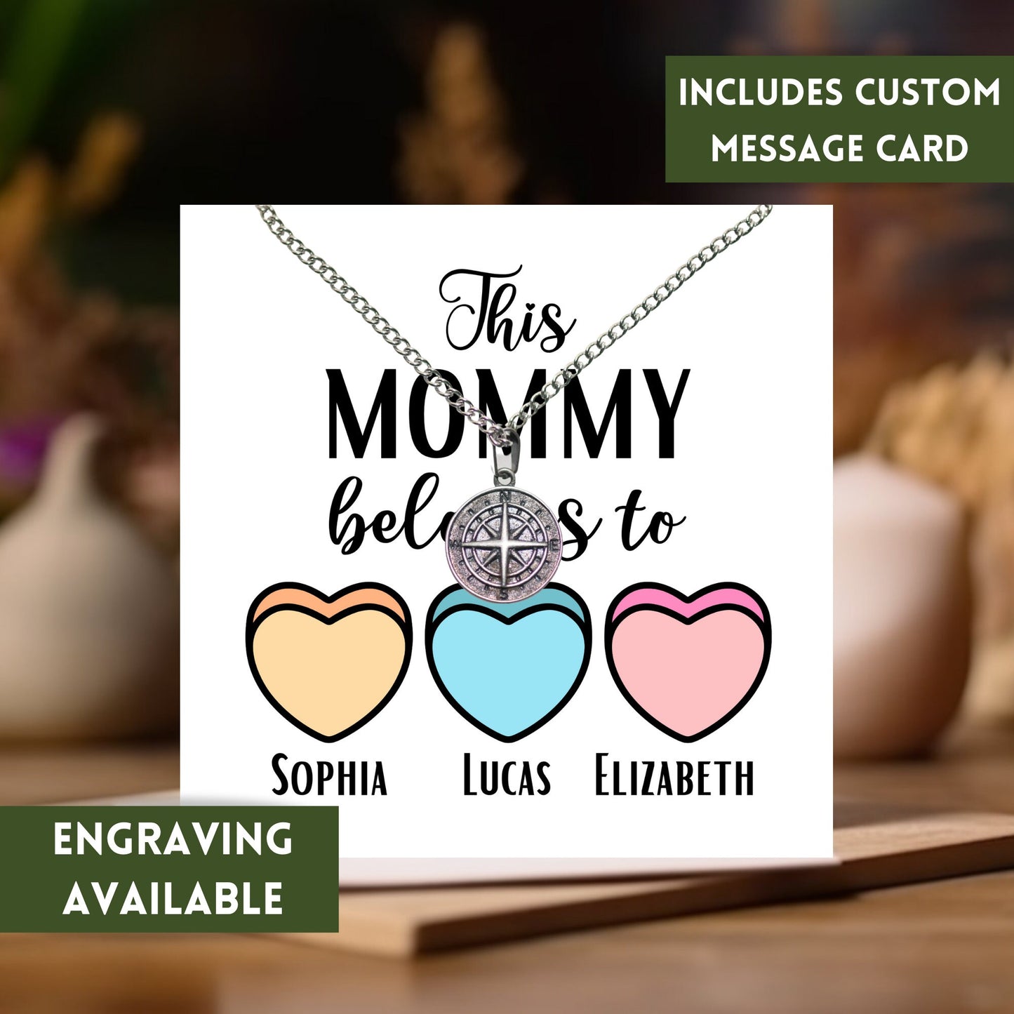 This Mom Belongs To Compass Necklace, Mothers Day Gift From Kids, Engraved Necklace For Women, Sentimental Gifts For Mom, Mom Gifts