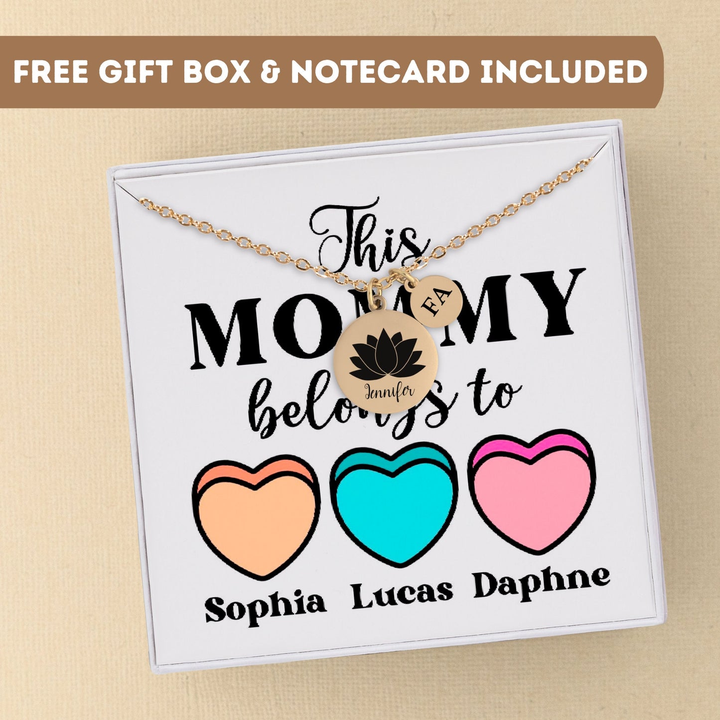 Personalized Necklace For Mom Gift, Mom Necklace With Kids Names, Lotus Flower Pendant Gift, Lotus Flower Necklace, Mom Jewelry, Mom Gift