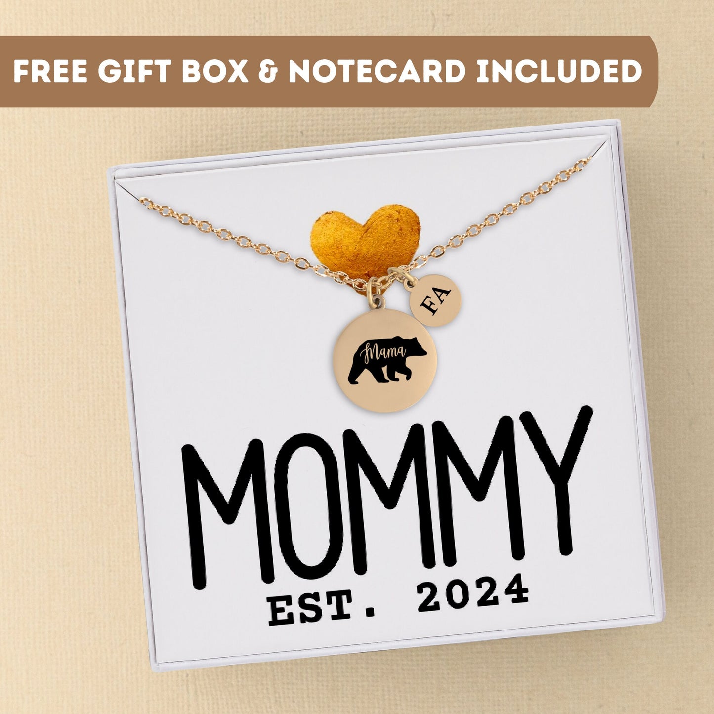 Personalized Necklace For New Mom Gift, Mama Bear Necklace, Mama Bear Gift, Bear Pendant, Mom Gift, Mom Jewelry, Pregnancy Baby Show Gift