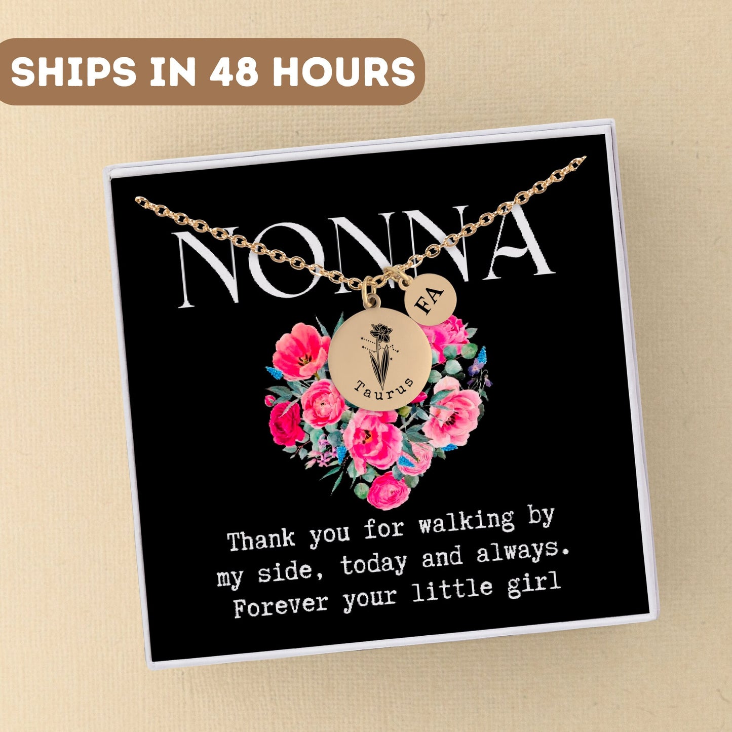 Personalized Birthflower Necklace For Nonna Gigi Nana, Birth Flower Jewelry, Astrology Jewelry, Constellation Necklace, Zodiac Necklace Gold