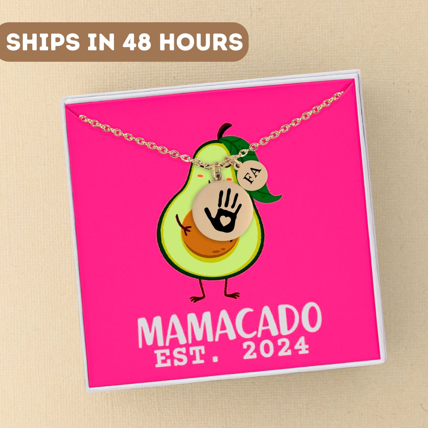 Personalized Mamacado Hand Print Necklace For Mom, Baby Shower Pregnancy Gift, Custom Hand Necklace, Mom Handprint Gift, Hand Pendant Gift