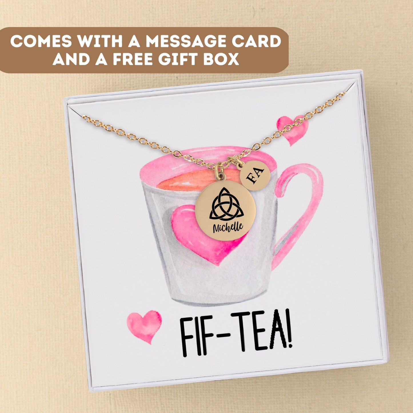 Personalized Mom Necklace Gift, Custom Fif-Tea Mom Necklace, Mom Gift, Mom Necklace, Mom Jewelry, Butterfly Pendant Charm, Tea Lover Gift