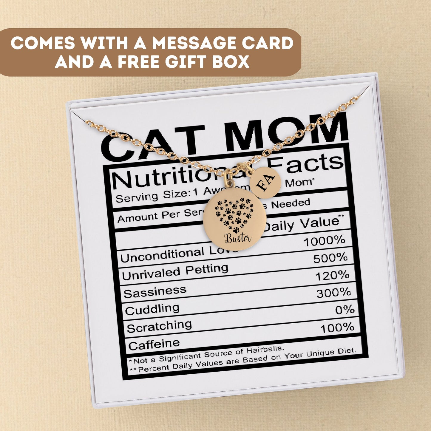 Personalized Cat Mom Necklace For Mom Gift, Mom Jewelry, Mom Birthday, Gift For Mom, Cat Mom Gift, Cat Lover Necklace, Paws Print Necklace