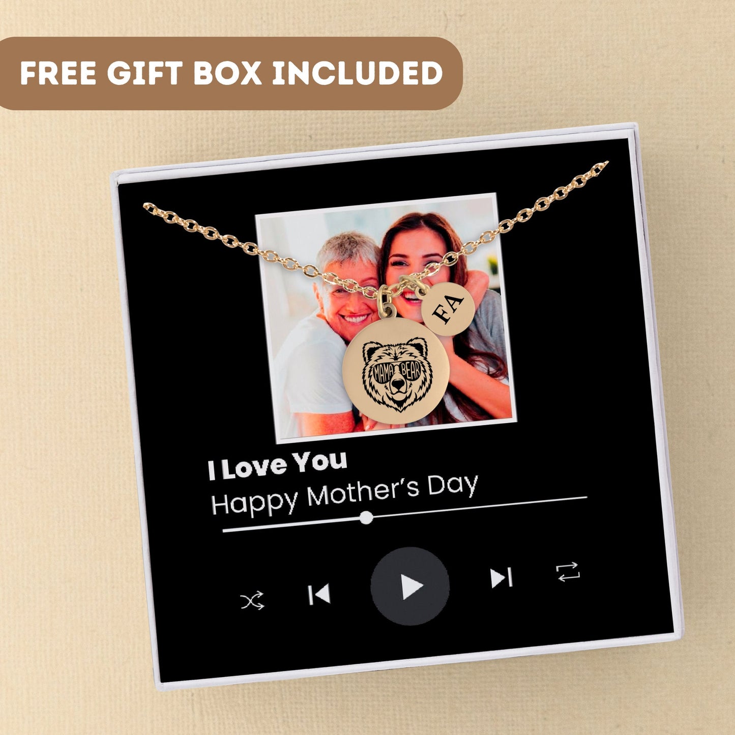 Mama Bear Necklace, Mama Bear Necklace with Cubs, Mom and Daughter Photo Gifts, Mama Bear Jewelry Mother's Day Gift, Birthday Day Gifts