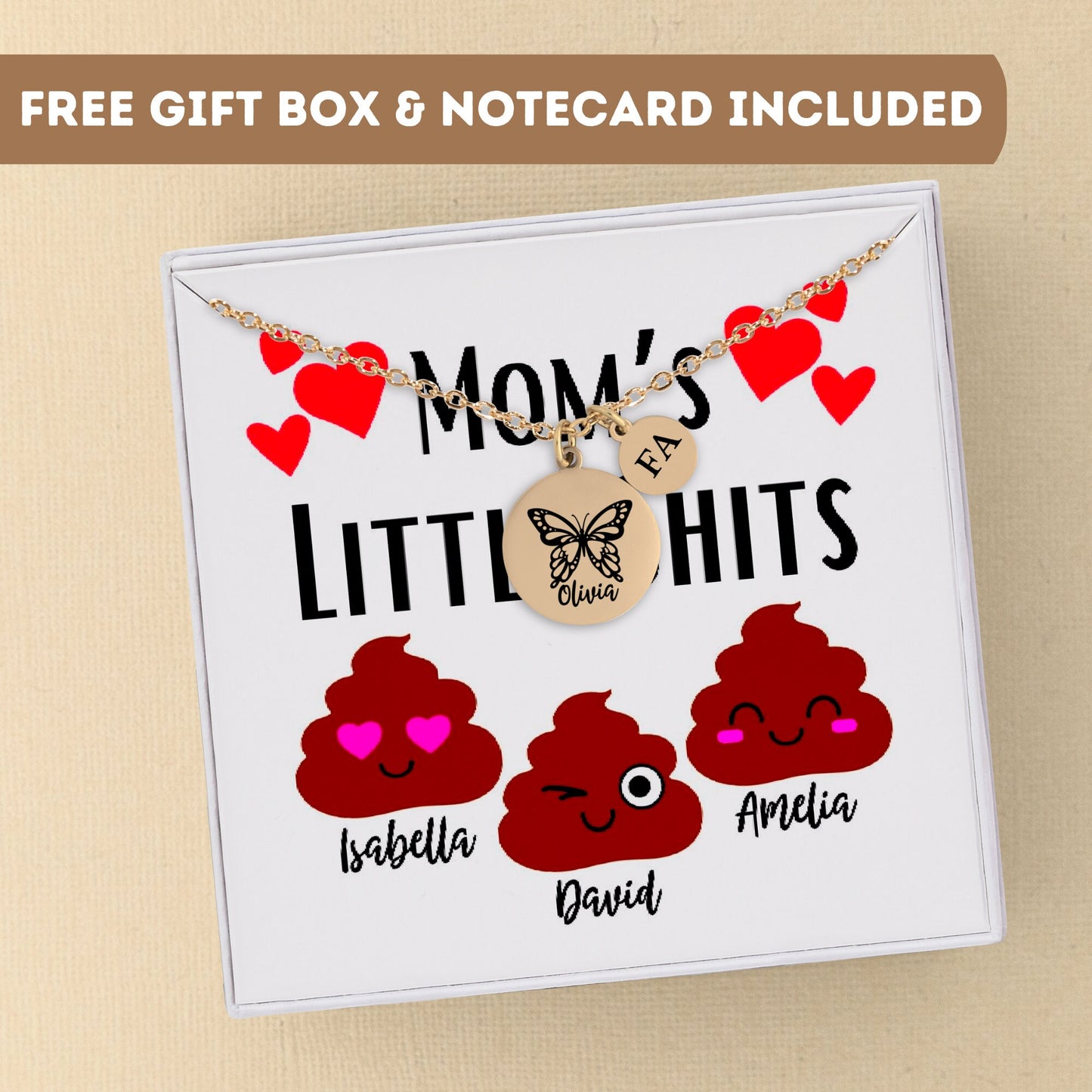 Personalized Necklace For Mom, Mom Butterfly Necklace, Funny Gift For Mom, Mom Jewelry, Mom Necklace With Kids Names, Mom Gift From Daughter