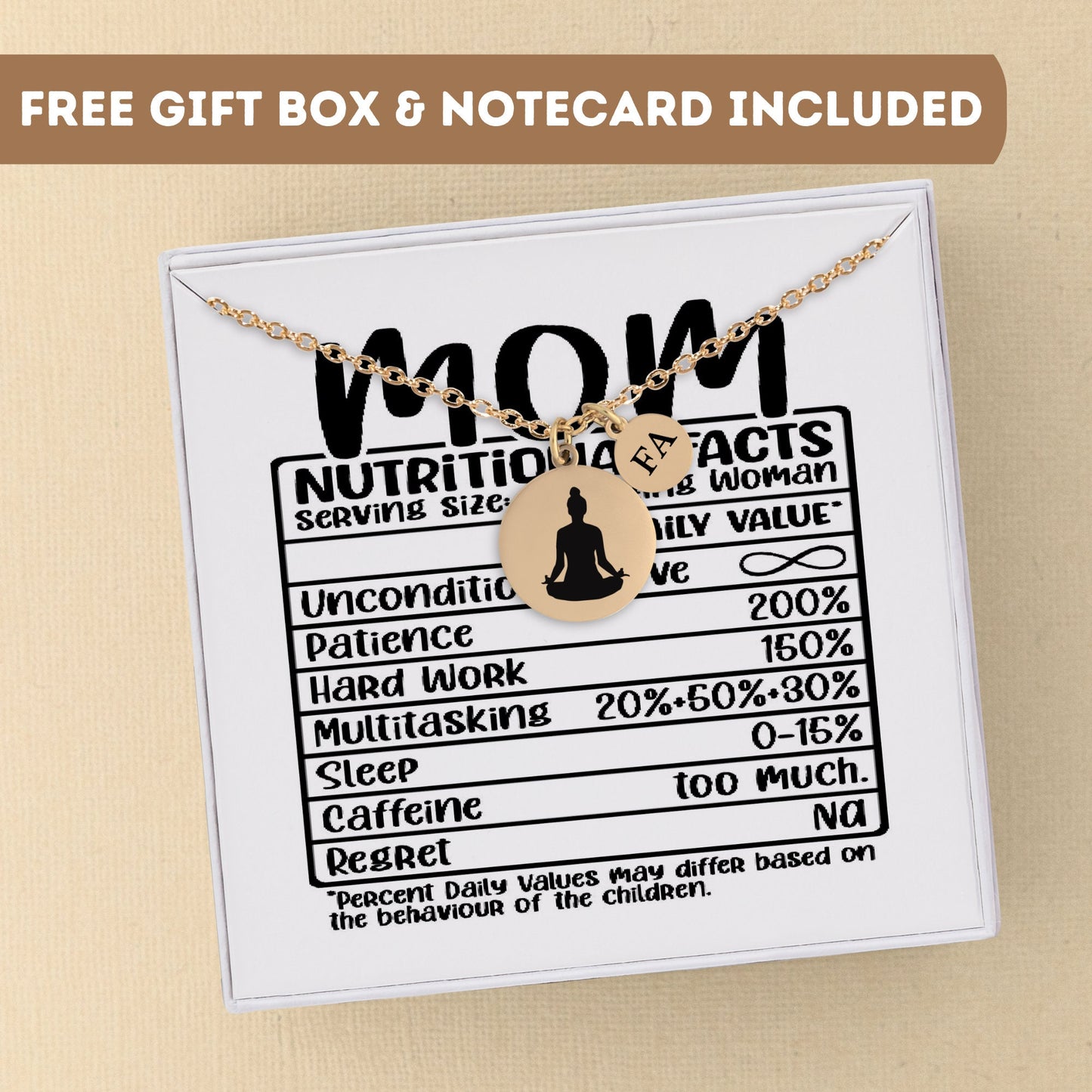 Personalized Necklace For Mom Gift, Mom Nutritional Fact, Yoga Necklace, Mom Jewelry, Mom Gift, Mom Necklace, Mother Necklace, Yoga Mom Gift