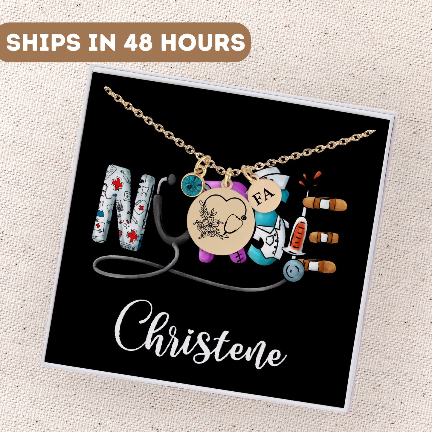 Personalized Nurse Necklace, Nurse Jewelry, Nurse Pendant, Nursing Graduation Gift, Nurse Week, Stethoscope Necklace, RN Gifts, Nurse Charm