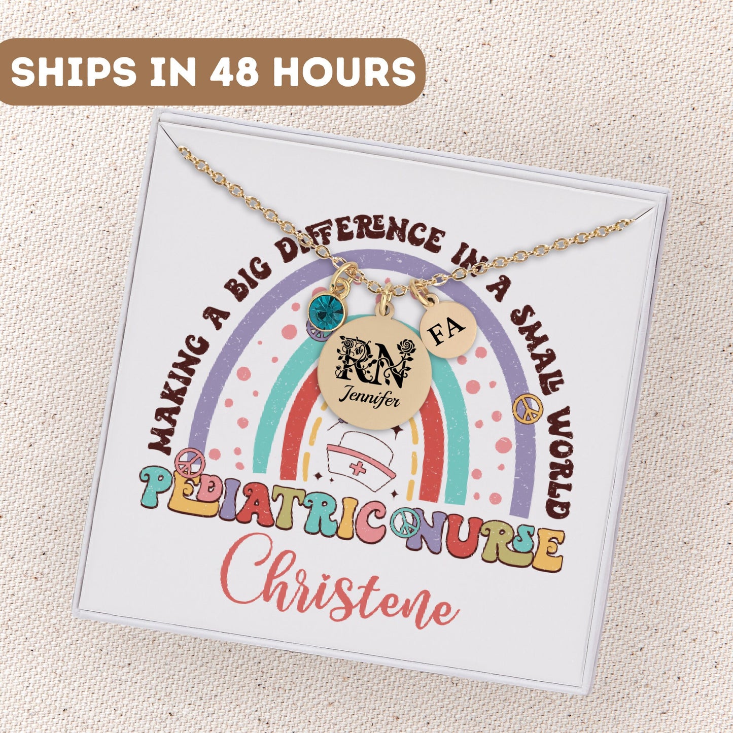 Personalized Pediatric Nurse Necklace, Nurse Gift, Nurse Graduation, Nursing Student, RN Gift, RN Necklace, Nurse Charm, Nurse Pendant Gift