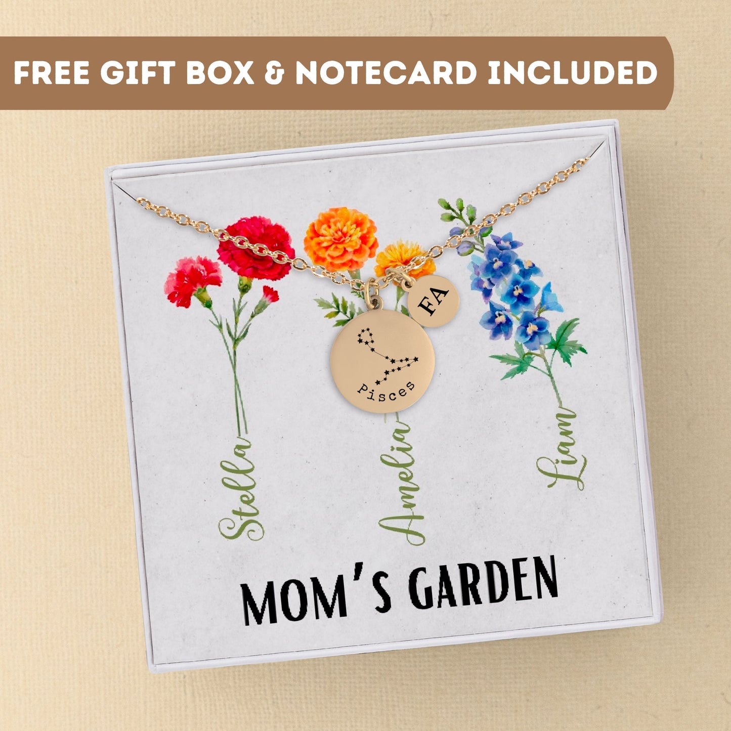 Personalized Mom Garden Necklace, Zodiac Star Necklace for Mom, Zodiac Sign Necklace, Star Constellation Gift, Mother jewelry, Mom necklace