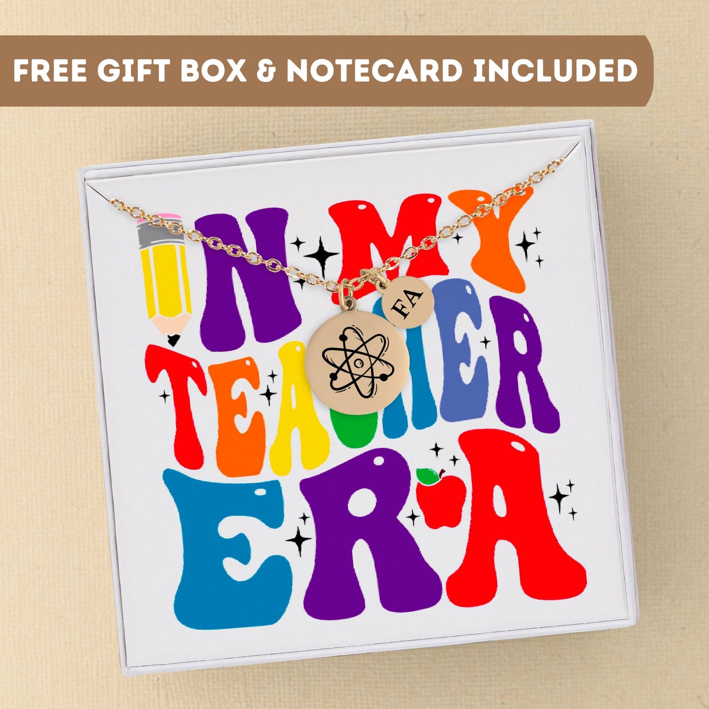 Personalized Teacher Necklace, In My Teacher Era Gift, Thank You Teacher, Teacher Appreciation Pendant, Teacher Charm, Gift for Teacher