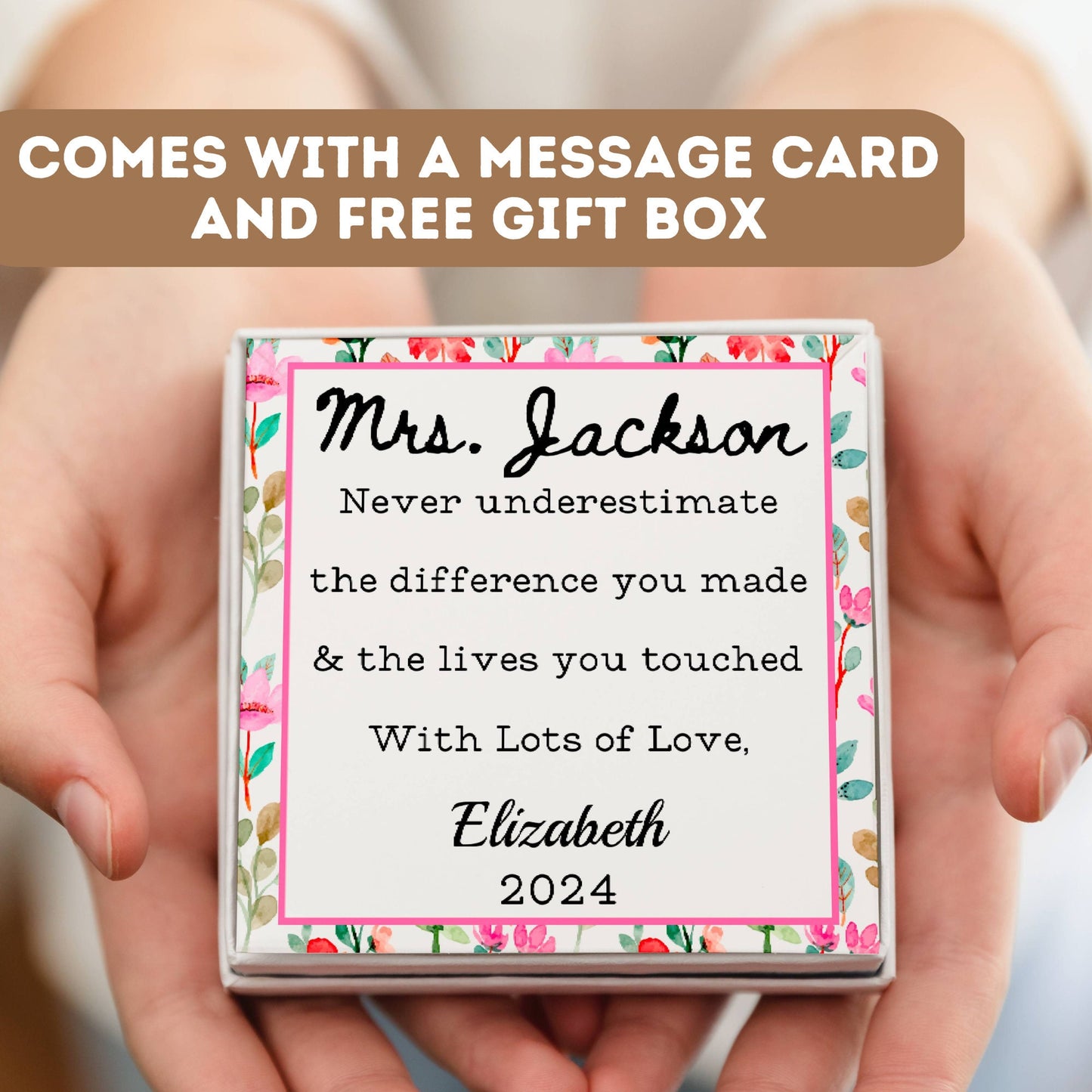 Personalized Teacher Necklace Gift, Gifts For Teacher, Teacher Appreciation Gift, Teacher Pendant, End Of Year Teacher Gift, Teacher Charm