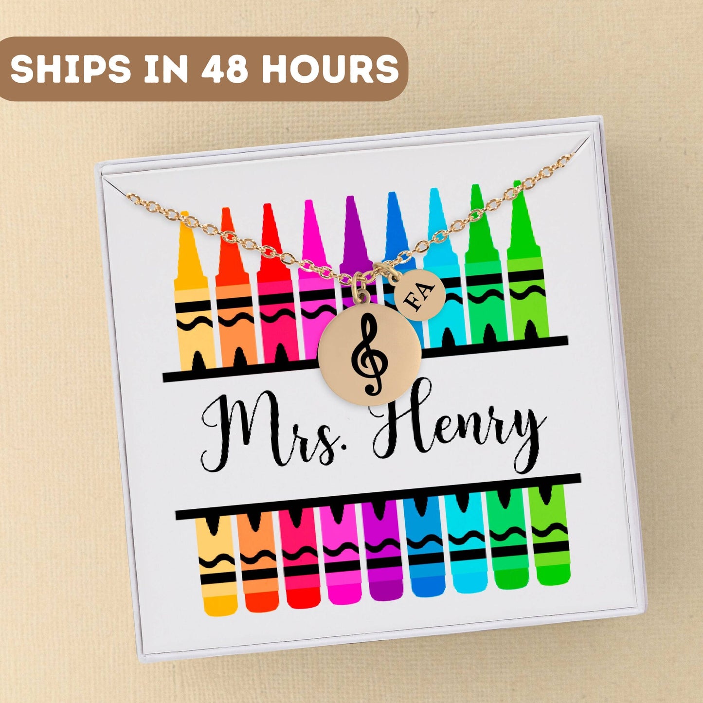 Personalized Teacher Necklace Gift, Music Teacher Gift, Teacher Appreciation Gift, Thank You Teacher Gift, Teacher Charm, Teacher Pendant