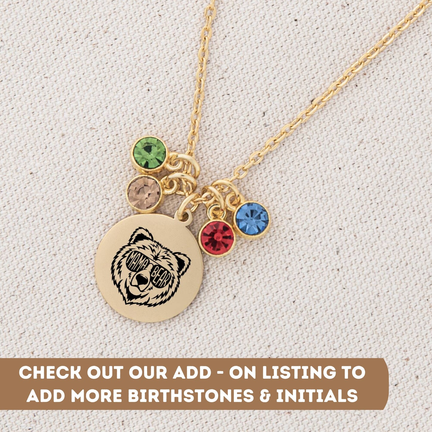Personalized Necklace For Mom Gift, Badass Mom Gift, Mama Bear Jewelry, Mama Bear Necklace, Bear Pendant, Mother Daughter Bear, Mothers Gift