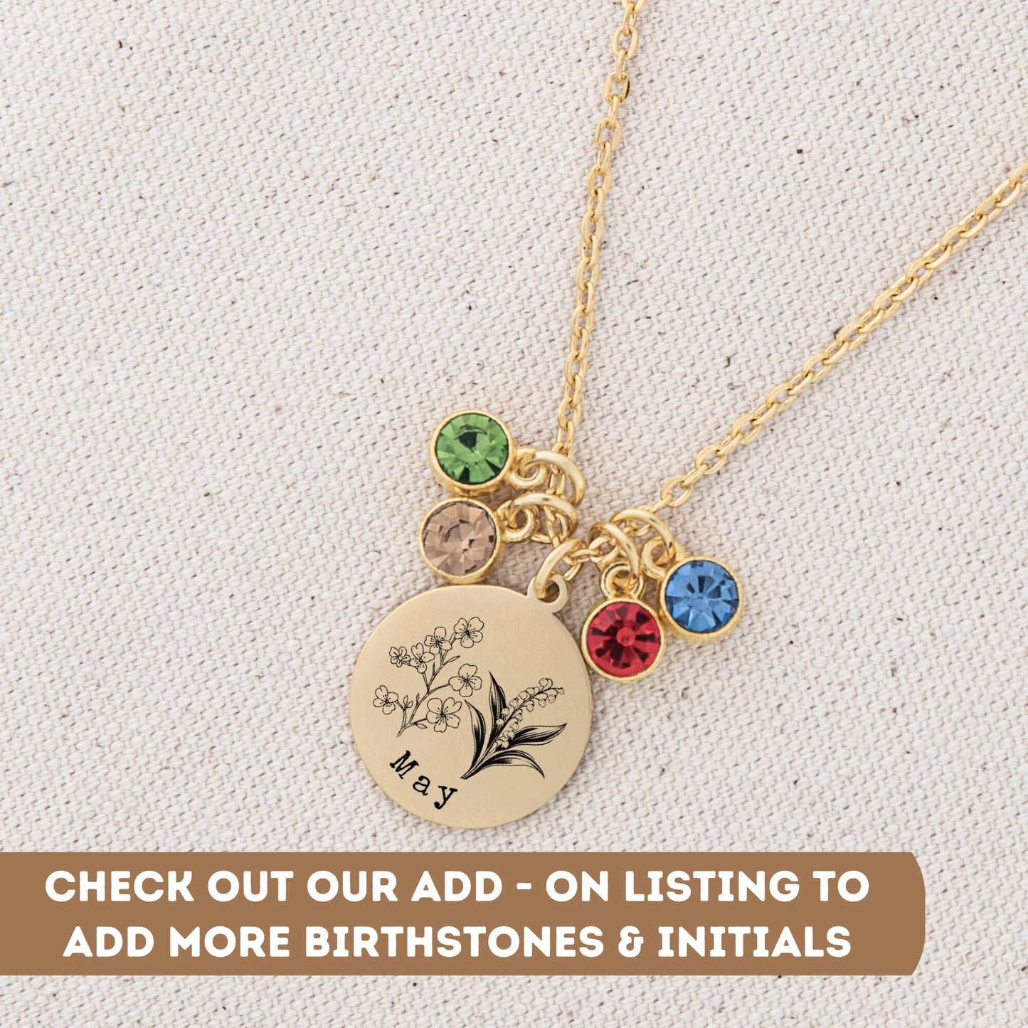 Personalized Birthflower Necklace For Mom, Custom Birth Flower Necklace, Family Birth Flower Necklace, Birth Month Charm Necklace For Mom