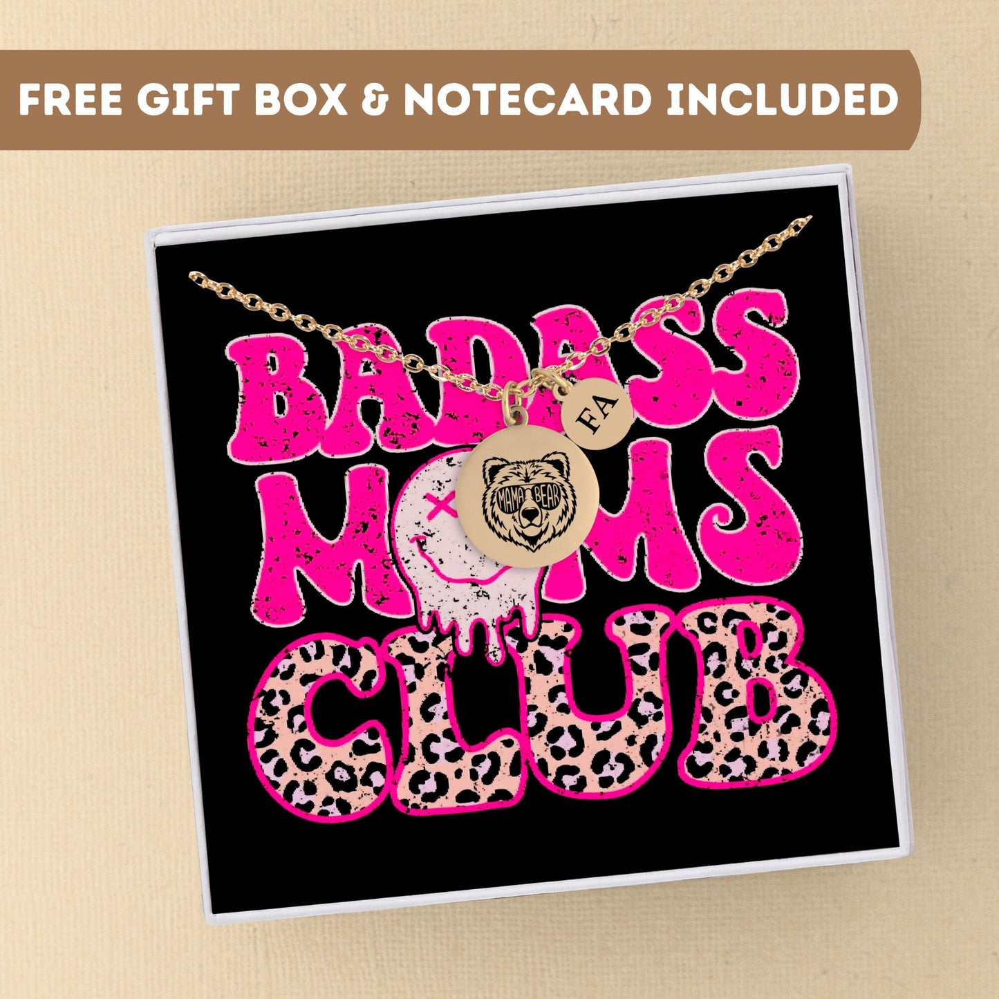 Personalized Necklace For Mom Gift, Badass Mom Gift, Mama Bear Jewelry, Mama Bear Necklace, Bear Pendant, Mother Daughter Bear, Mothers Gift