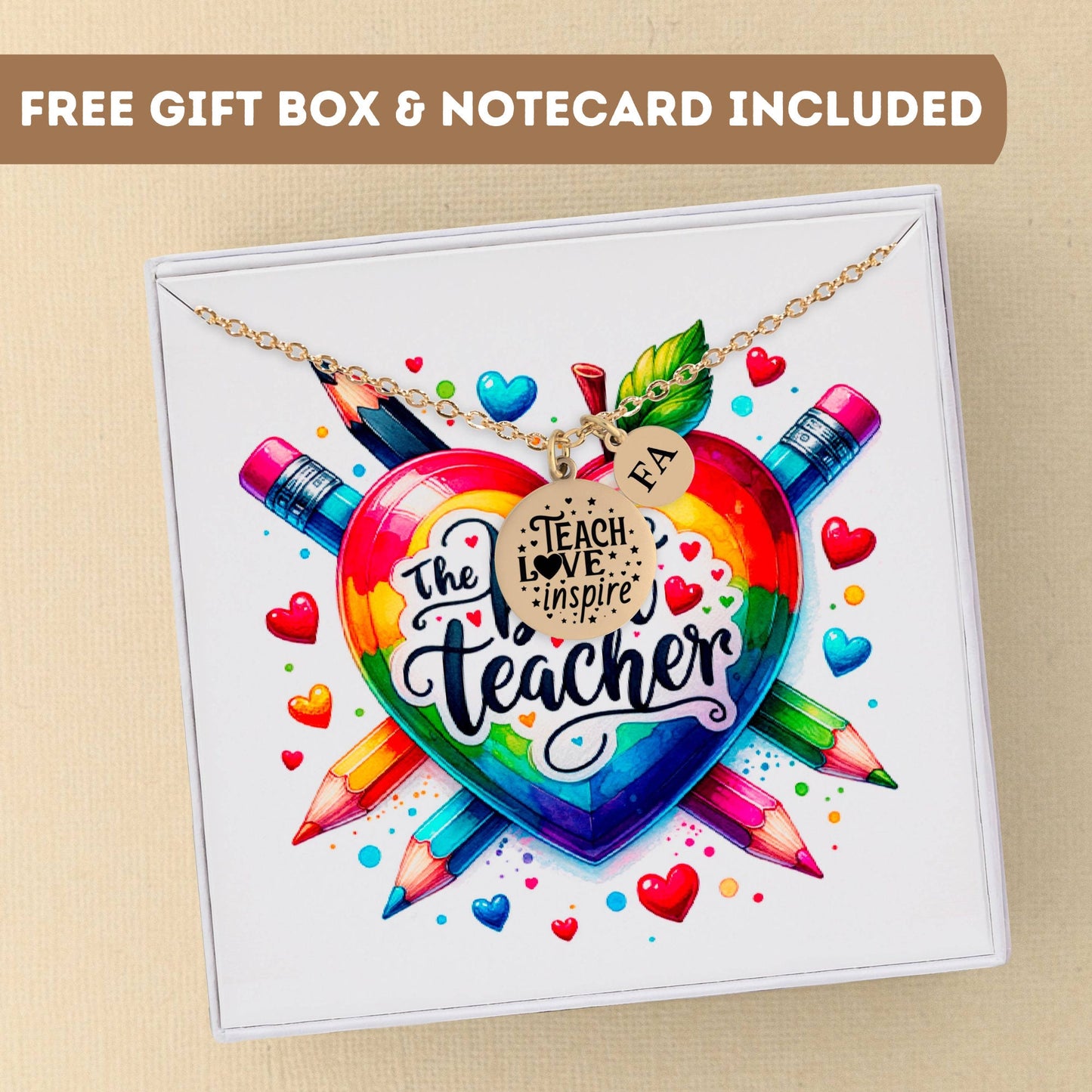 Personalized Teacher Necklace Gift, Best Teacher Charm, Teacher Jewelry, Teacher Pendant, Teacher Appreciation Gift, Thank You Teacher Gift