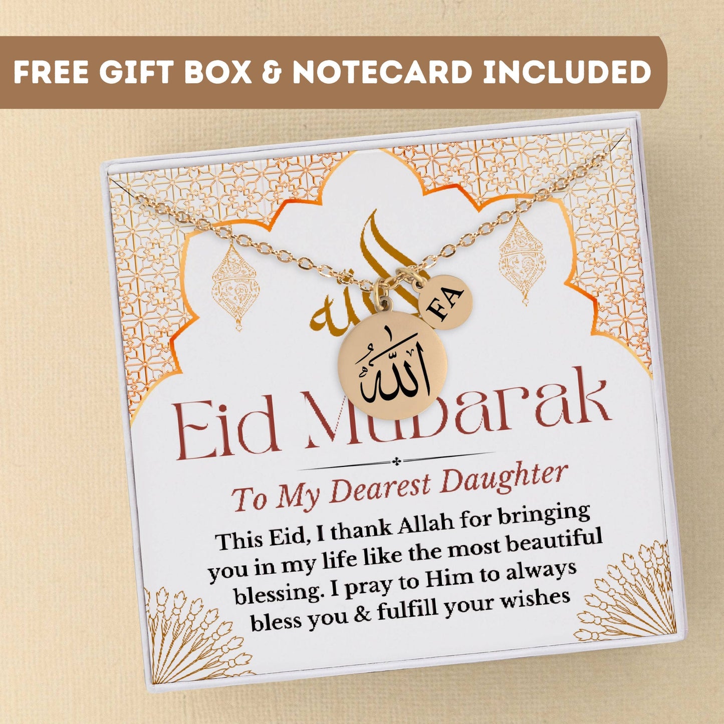 Personalized Allah Necklace For Daughter, Eid Gift For Daughter, Eid Mubarak Gift, Eid Gift For Her, Arabic Pendant For Eid, Islamic Jewelry