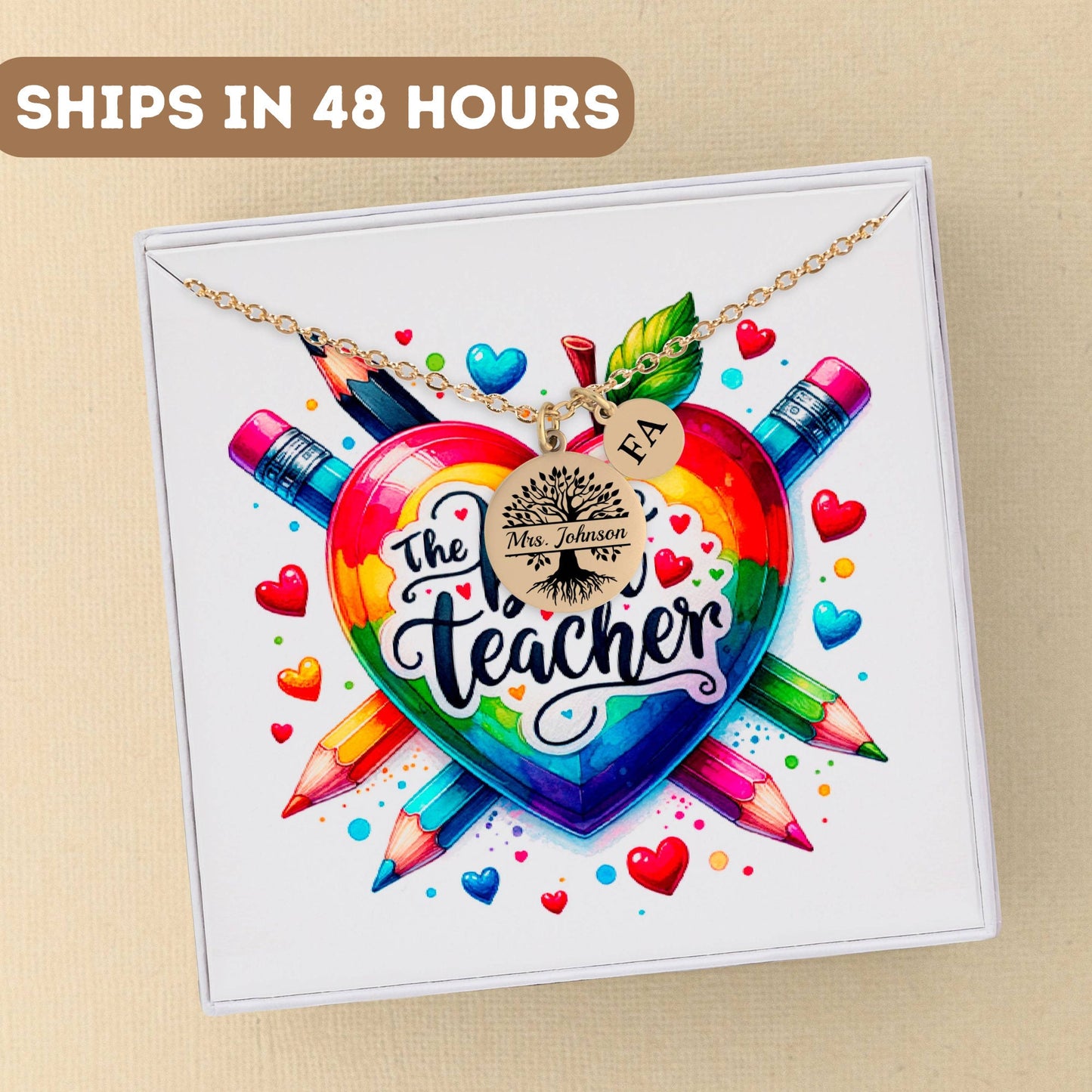 Personalized Teacher Necklace Gift, Best Teacher Gift, Teacher Jewelry Gifts, Best Teacher Ever, Teacher Appreciation Pendant, Teacher Charm