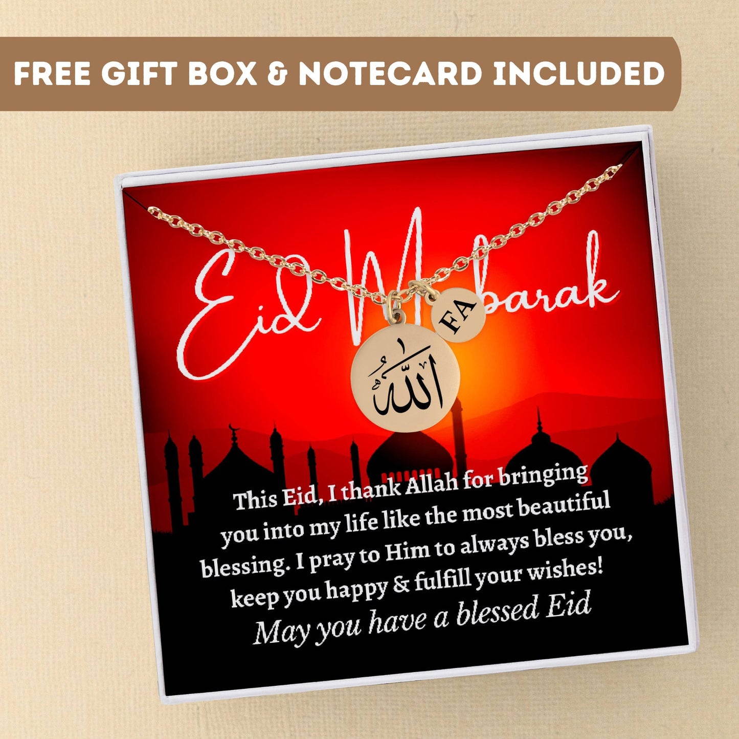Personalized Allah Necklace For Women, Muslim Gifts, Islamic Jewelry, Gift For Eid, Eid Al-Adha Gift, Eid Mubarak Gifts, Islamic Gift