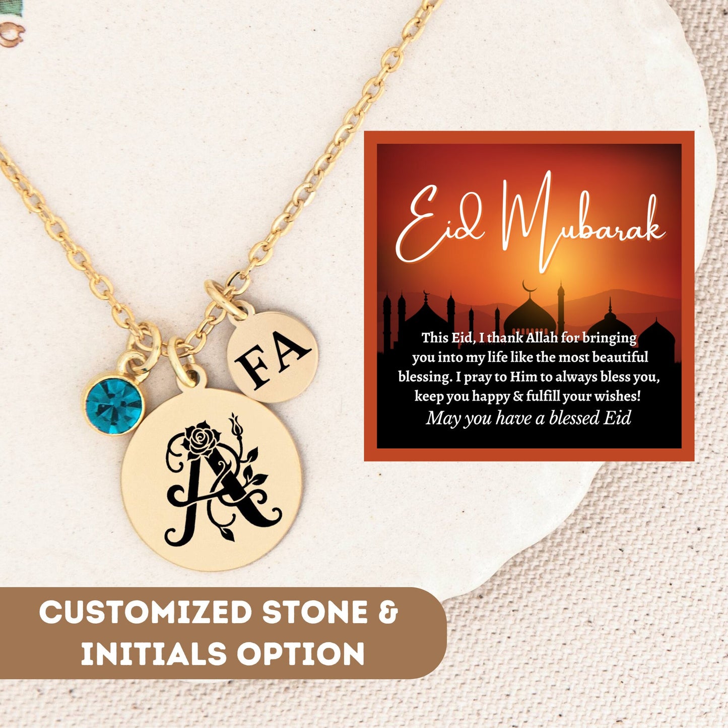 Personalized Eid Gifts For Women, Islamic Jewelry, Arabic Necklace, Eid Mubarak Gift, Islamic Gift, Muslim Gift, Eid Al-Adha Gift