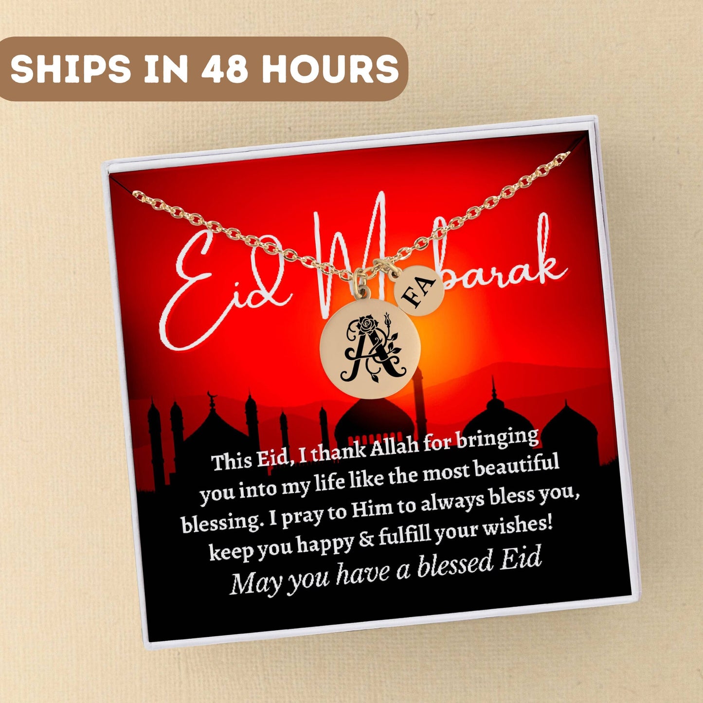 Personalized Eid Gifts For Women, Islamic Jewelry, Arabic Necklace, Eid Mubarak Gift, Islamic Gift, Muslim Gift, Eid Al-Adha Gift