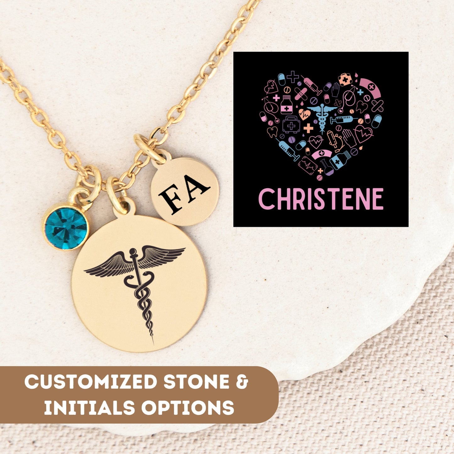 Personalized Nurse Necklace, RN Nurse Gift, Nursing Student, Nursing School Graduate, Cute Nurse Gift, Nurse Pendant, Nurse Charm, RN Gift