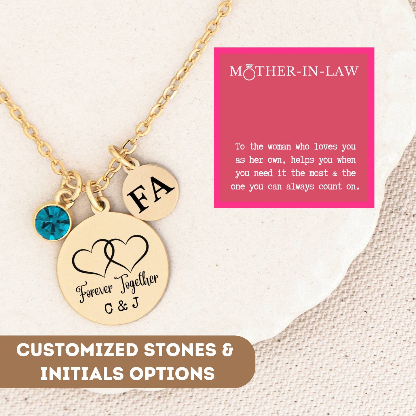 Personalized Bonus Mom Necklace, Wedding Gift Jewelry, Mother In Law Gift, Bonus Mother In Law Jewelry, Second Mom, Mother Of Groom Gift